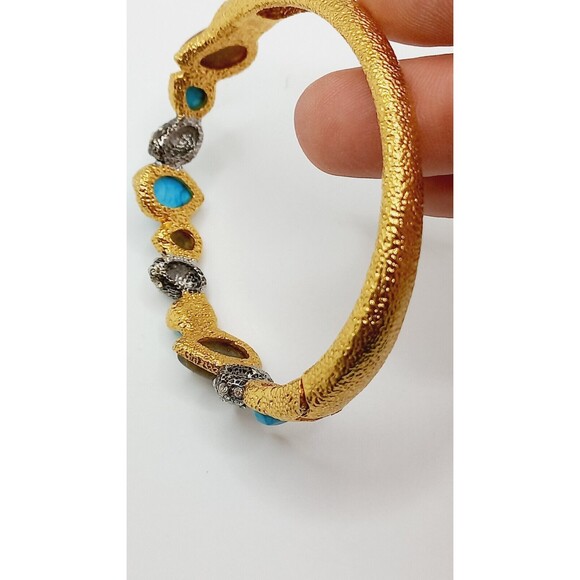 Alexis Bittar Elements Cholulian Turquoise, Labradorite & Crystal Cluster Bangle - Picture 9 of 13